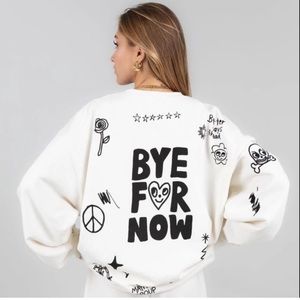 THE MAYFAIR GROUP Bye For Now Graphic Doodle Streetwear Crewneck Sweatshirt